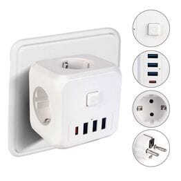 Тройник адаптер в розетку с 3 USB и 1 Type-C Тройник адаптер в розетку с 3 USB и 1 Type-C