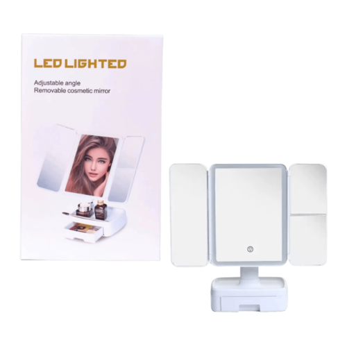 Зеркало косметическое складное 3 режима подсв...