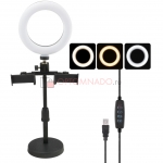 Кольцевая LED лампа 16 см CXB-160A с держателями для 2 смартфонов