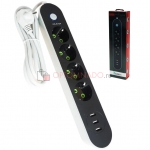 Сетевой удлинитель на 4 розетки и 3 входа для USB CX-E104