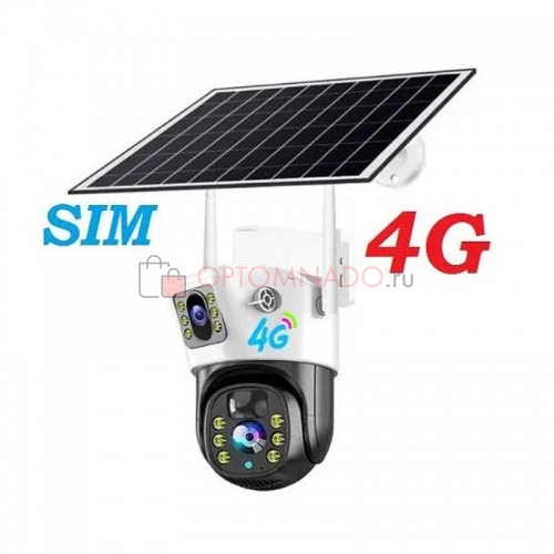 Камера видеонаблюдения солнечная 2 объектива 4G