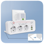 Разветвитель тройник в розетку 3 гнезда 2 USB 1 Type-C