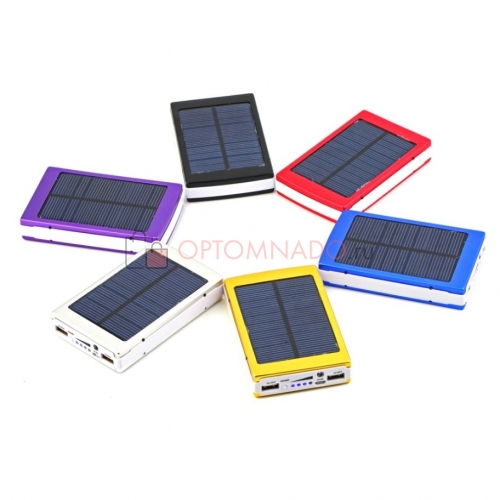 Внешний аккумулятор на солнечной батарее со светодиодным фонарем Solar power bank 20000 mAh